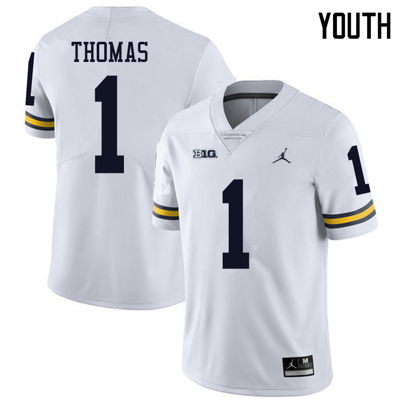 Jordan Brand Youth #1 Ambry Thomas Michigan Wolverines College Football Jerseys Sale-White